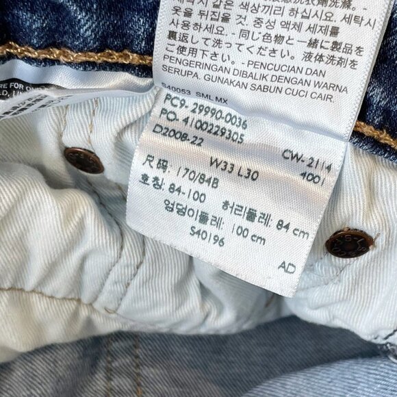 Levi's 504 Mens High Rise Straight Denim Jeans Blue 33 Medium Wash Pockets Zip - Picture 7 of 14